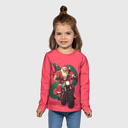 Лонгслив детский Дед Мороз на мотоцикле с змеёй за спиной, цвет: 3D-принт — фото 2
