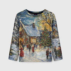 Детский лонгслив Новогодние каникулы картина маслом