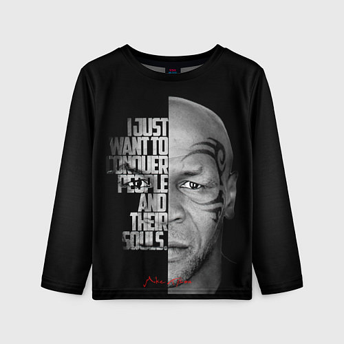 Детский лонгслив Mike Tyson want to conquer / 3D-принт – фото 1