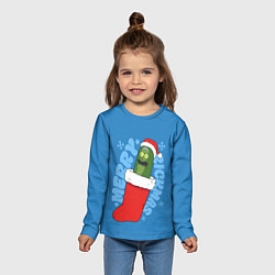Лонгслив детский Новогодний Рик огурчик - Merry Rickmas, цвет: 3D-принт — фото 2