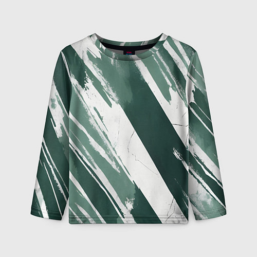 Детский лонгслив Косая зеленая полоска / 3D-принт – фото 1