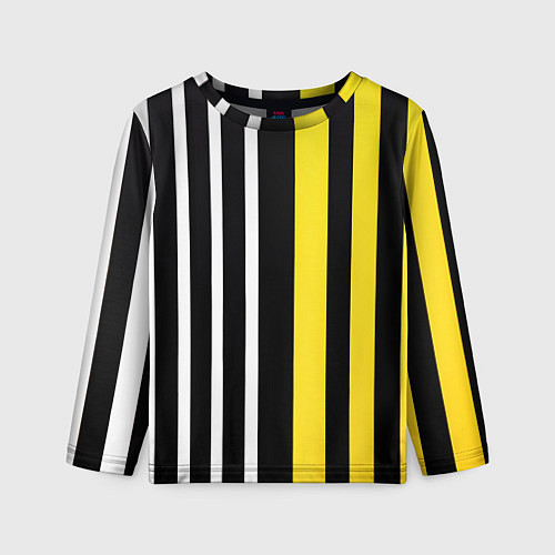 Детский лонгслив Вертикальные полосы триколор жёлтый / 3D-принт – фото 1