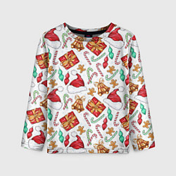 Лонгслив детский Новогодний паттерн 2025, цвет: 3D-принт