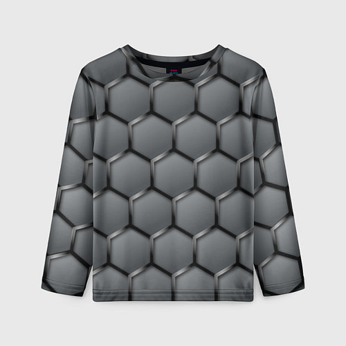 Детский лонгслив Стальные шестигранники на сером фоне / 3D-принт – фото 1