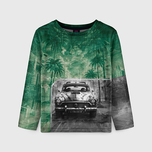 Детский лонгслив Ретроавтомобиль / 3D-принт – фото 1
