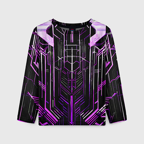 Детский лонгслив Purple lines on a black background / 3D-принт – фото 1