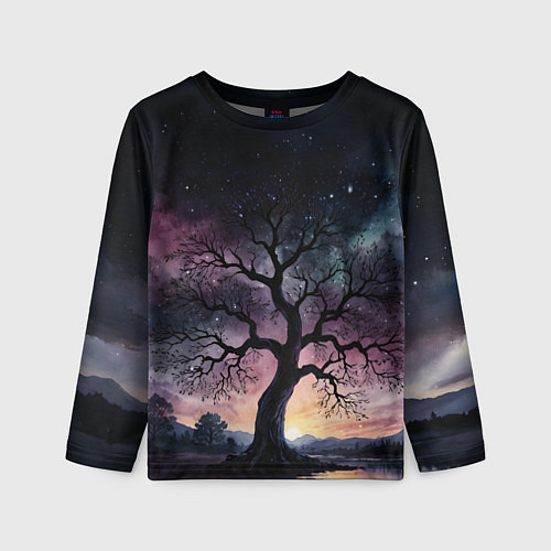 Детский лонгслив Дерево под звездами / 3D-принт – фото 1