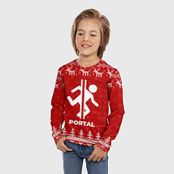 Лонгслив детский Новогодний Portal с оленями, цвет: 3D-принт — фото 2