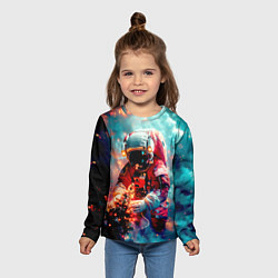 Лонгслив детский Космонавт с ёлкой в космосе, цвет: 3D-принт — фото 2