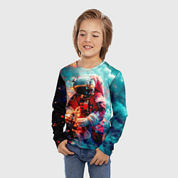 Лонгслив детский Космонавт с ёлкой в космосе, цвет: 3D-принт — фото 2