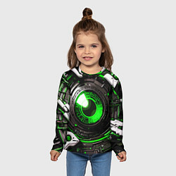 Лонгслив детский Зелёная сфера киберпанк, цвет: 3D-принт — фото 2