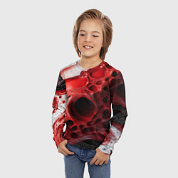 Лонгслив детский Красно-белая абстрактная структура, цвет: 3D-принт — фото 2