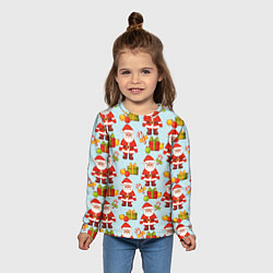 Лонгслив детский Новогодний паттерн с Сантой и подарками, цвет: 3D-принт — фото 2