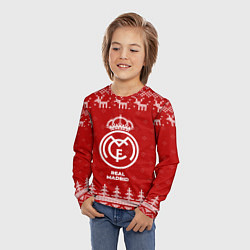 Лонгслив детский Новогодний Real Madrid с оленями, цвет: 3D-принт — фото 2
