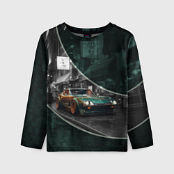 Детский лонгслив Зелёный спорткар