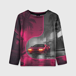 Лонгслив детский Спорткар в тропическом городе, цвет: 3D-принт
