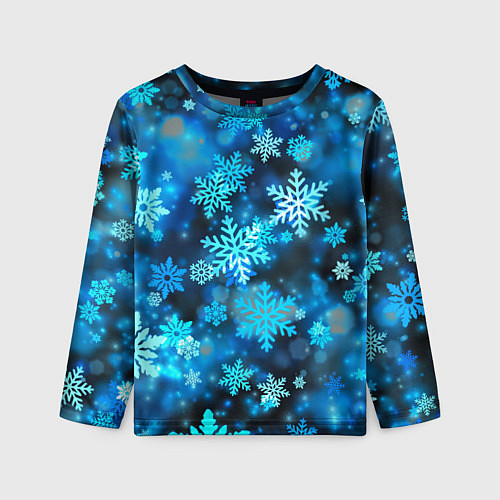 Детский лонгслив Снежный новогодний узор / 3D-принт – фото 1