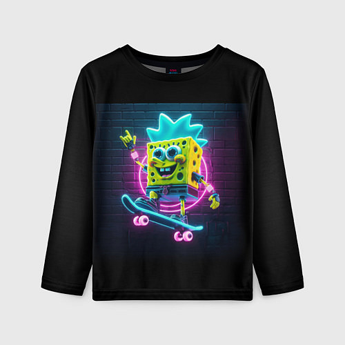 Детский лонгслив Sponge Bob on a skateboard - ai art fantasy / 3D-принт – фото 1