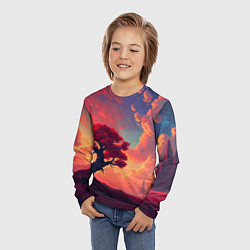 Лонгслив детский Красное дерево на закате, цвет: 3D-принт — фото 2
