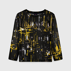 Лонгслив детский Бело-жёлтая абстракция на чёрном фоне, цвет: 3D-принт