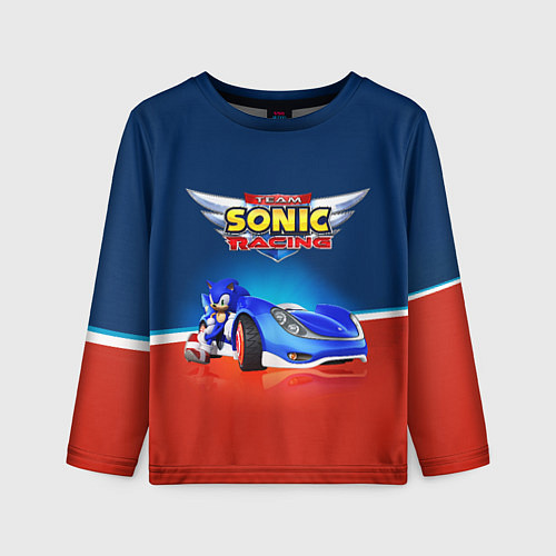 Детский лонгслив Hedgehog - Sonic racing team / 3D-принт – фото 1