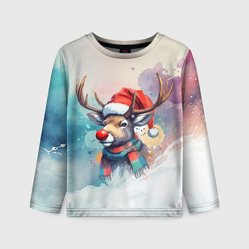 Детский лонгслив Новогодний олень / 3D-принт – фото 1