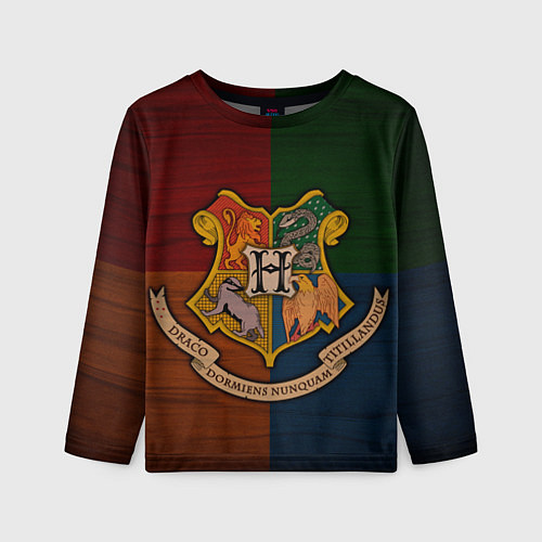 Детский лонгслив Hogwarts emblem / 3D-принт – фото 1