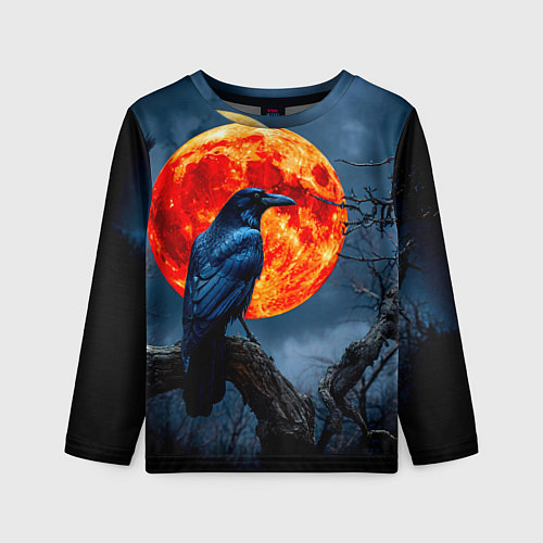 Детский лонгслив Ворон на закате / 3D-принт – фото 1