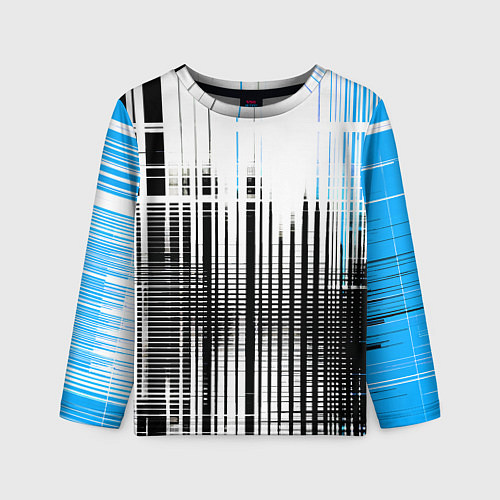 Детский лонгслив Сине-чёрный гранж на белом фоне / 3D-принт – фото 1
