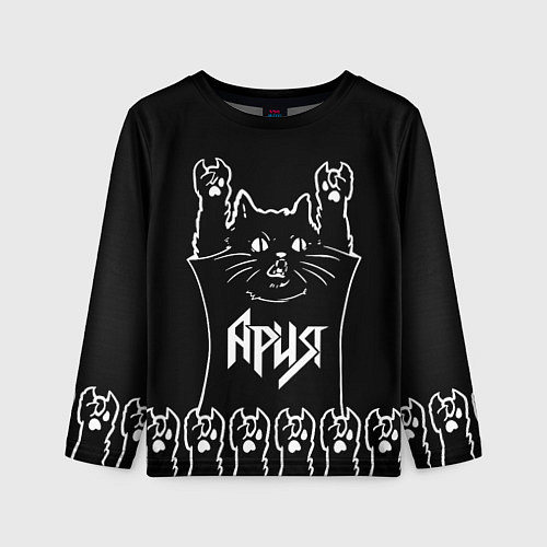 Детский лонгслив Ярия: кот рок / 3D-принт – фото 1