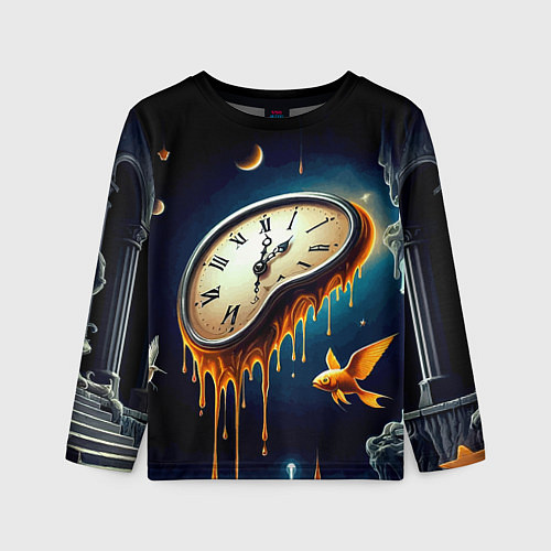 Детский лонгслив Течение времени - сюрреализм / 3D-принт – фото 1