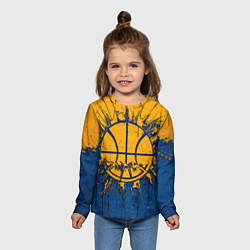 Лонгслив детский Голден Стэйт Уорриорз баскетбольный мяч, цвет: 3D-принт — фото 2