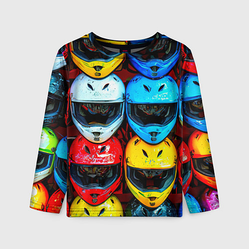 Детский лонгслив Шлемы BMX / 3D-принт – фото 1