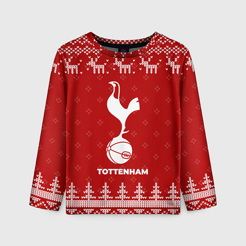 Детский лонгслив Новогодний Tottenham с оленями / 3D-принт – фото 1