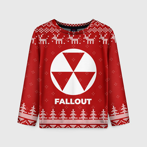 Детский лонгслив Новогодний Fallout с оленями / 3D-принт – фото 1