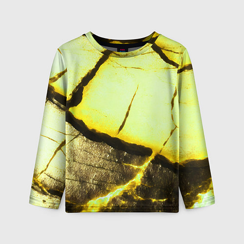Детский лонгслив Трещины на абстрактном жёлтом фоне / 3D-принт – фото 1
