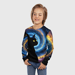 Лонгслив детский Кот на фоне космоса, цвет: 3D-принт — фото 2