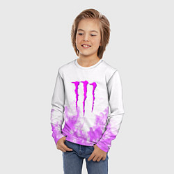 Лонгслив детский Monster energy neon flame, цвет: 3D-принт — фото 2
