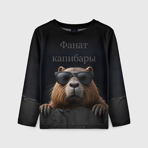 Детский лонгслив Фанат капибары / 3D-принт – фото 1