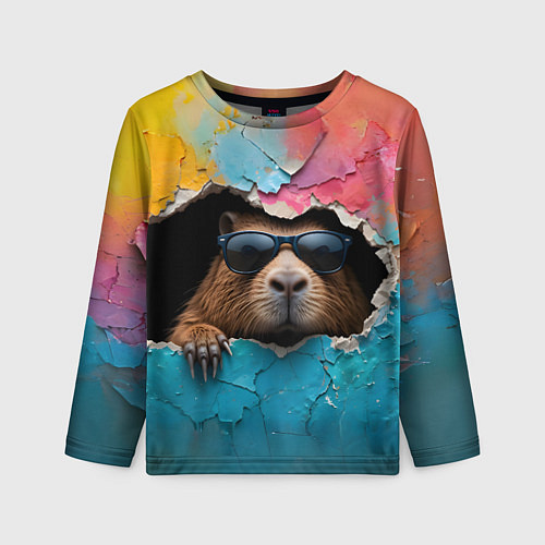 Детский лонгслив Капибара в стене / 3D-принт – фото 1