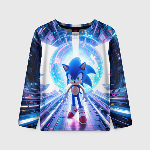 Детский лонгслив Sonic неоновые крылья / 3D-принт – фото 1