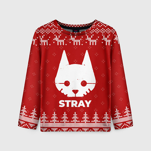 Детский лонгслив Новогодний Stray с оленями / 3D-принт – фото 1