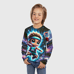 Лонгслив детский Бейсболист с мячом, цвет: 3D-принт — фото 2