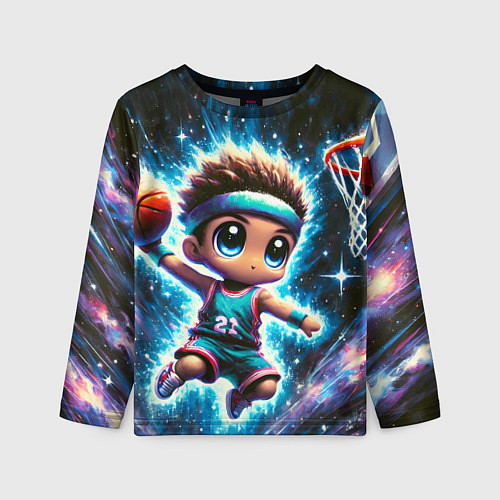 Детский лонгслив Бейсболист с мячом / 3D-принт – фото 1