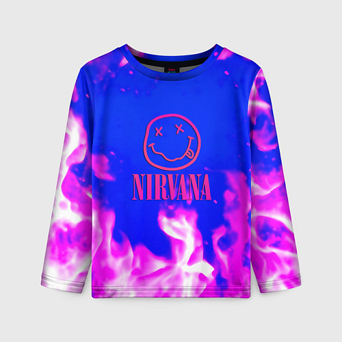 Детский лонгслив Nirvana neon flame / 3D-принт – фото 1