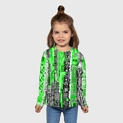Лонгслив детский Киберпанк паттерн зелёный, цвет: 3D-принт — фото 2
