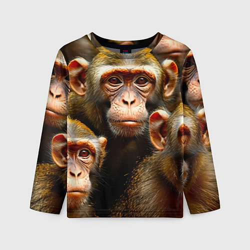 Детский лонгслив Макаки / 3D-принт – фото 1