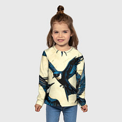 Лонгслив детский Ласточки, цвет: 3D-принт — фото 2
