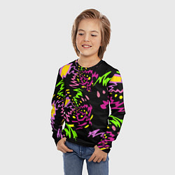 Лонгслив детский Яркие абстрактные круги-зигзаги, цвет: 3D-принт — фото 2