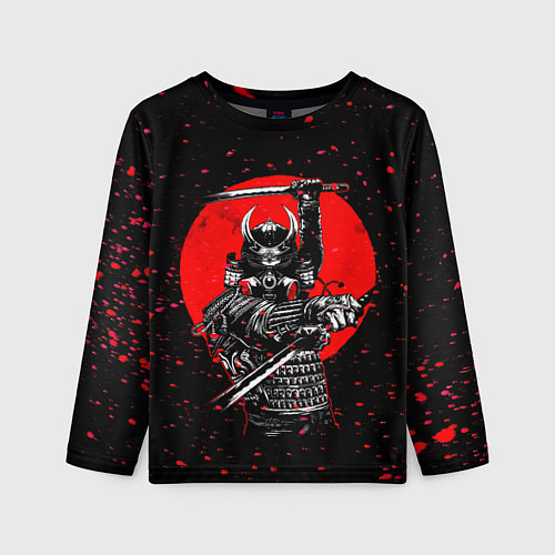 Детский лонгслив Кровавый самурай и луна / 3D-принт – фото 1